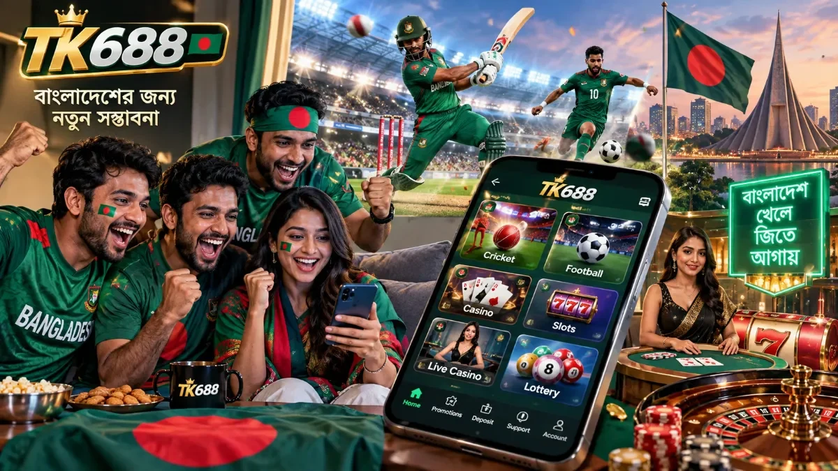 TK688 online betting platform showcasing high-quality sports betting options for cricket and football matches in Bangladesh.